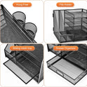 Marbrasse Desk Organizer with File Holder, 5-Tier Paper Letter Tray Organizer with Drawer and 2 Pen Holder, Mesh Desktop Organizer and Storage with Magazine Holder for Office Supplies(Black)