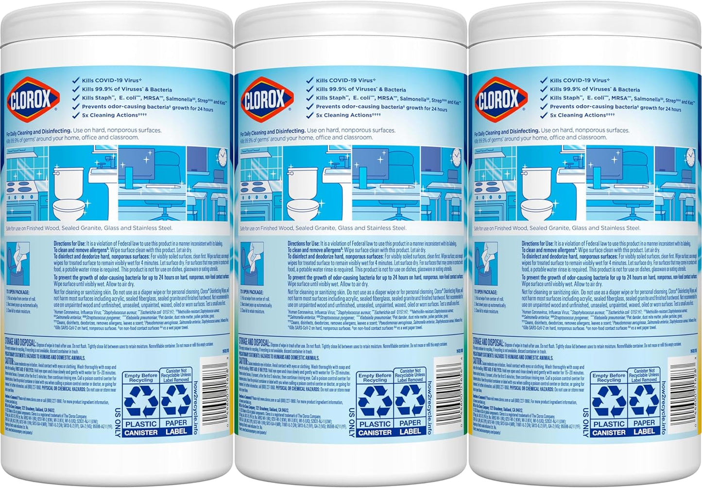 Clorox Disinfecting Cleaning Wipes Variety Pack, 75 Count Each, Pack of 3 (Package May Vary)