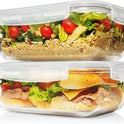 8 Cups/ 63 Oz 4 Piece (2 containers + 2 Lids) Large Glass Food Storage/ Baking Containers with Locking Lids . Ideal for Storing food, vegetables or fruits. BPA Free & Leak Proof -Microwave, Oven Safe