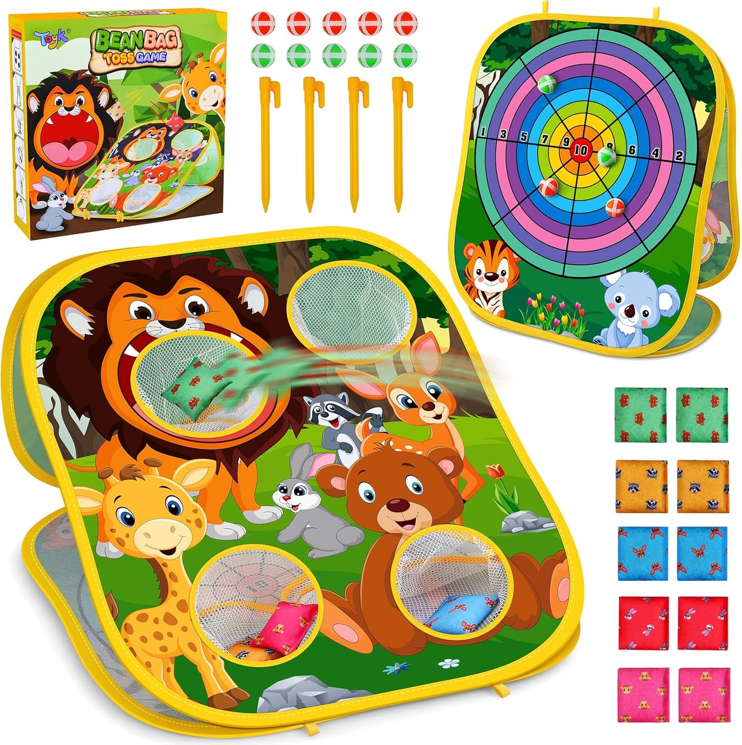 Animal Bean Bag Toss Game Toy Outdoor Toss Game, Family Party Party Supplies for Kids, Gift for Boys Birthday or Christmas for Toddlers Ages 3 4 5 6 Year Old