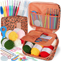 Coopay Crochet Kit Beginners Crochet Hook Set with Crochet Yarn,58PCS Portable Crochet Set Ergonomic Crochet Hooks Travel Knitting Crochet Supplies