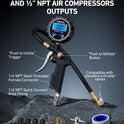 AstroAI Digital Tire Pressure Gauge with Inflator, 3-250 PSI Air Chuck & Compressor Accessories Heavy Duty with Quick Connect Coupler, 0.1 Display Resolution, 1pack