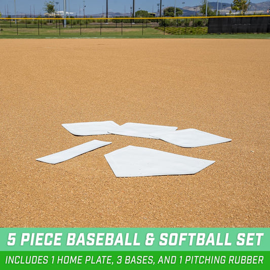 GoSports Baseball & Softball 5 Piece Base Set - Rubber Field Bases for Kids & Adults