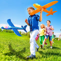 2 Pack LED Light Airplane,17.5" Large Throwing 2 Flight Mode Glider Plane,Flying Toy for Kids,Gifts for 3 4 5 6 7 8 9 Years Old Boy,Outdoor Sport Toys Birthday Party Favors Foam Airplane