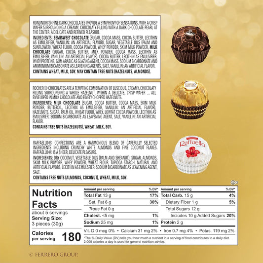 Ferrero Collection Gourmet Gift Box, 12 Assorted Confections with Hazelnut, Dark Chocolate and Coconut, 6.1 oz