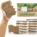 Biodegradable Natural Kitchen Sponge - Compostable Cellulose and Coconut Walnut Scrubber Sponge (12 Pack)
