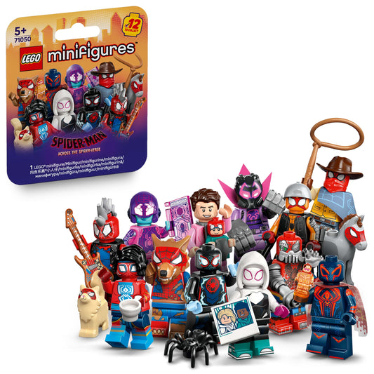 LEGO Minifigures Spider-Man: Across the Spider-Verse - Get 1 of 12 Collectible Toys with Accessories - Gift for 5+ Year Old Boys & Girls - Mystery Box - 71050