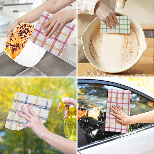 Patelai 12 Pcs Kitchen Dish Cloths for Washing Dishes Absorbent Dish Rags Cleaning Reusable Towels for Scrubbing Wipe Glass Xmas Home Household Supplies(Bright Color,13.8'' X 13.8'', 11.8 x 11.8'')